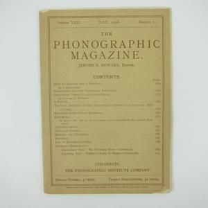The Phonographic Magazine July 1908 Jerome B. Howard Cincinnati Ohio Antique